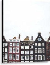Canvas  - Amsterdamse Huisjes - 75x100cm Foto op Canvas Schilderij (Wanddecoratie op Canvas)