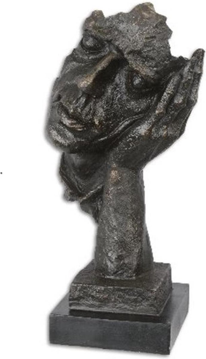 houten doden Edelsteen Kunsthars beeld gezicht op hand - Bronzen beeldje - Sculptuur - 33,3 cm  hoog | bol.com