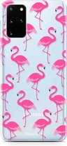 Fooncase Hoesje Geschikt voor Samsung Galaxy S20 Plus - Shockproof Case - Back Cover / Soft Case - Flamingo