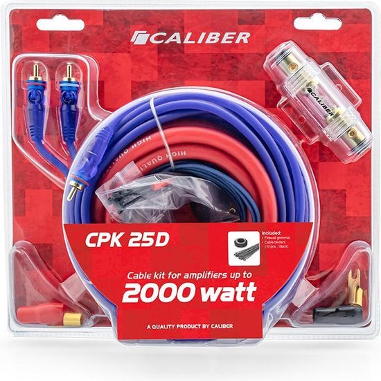 Caliber Audio Kabelset voor Auto Versterker - 25mm2 Kabels voor 2000 Watt versterkers (CPK25D)