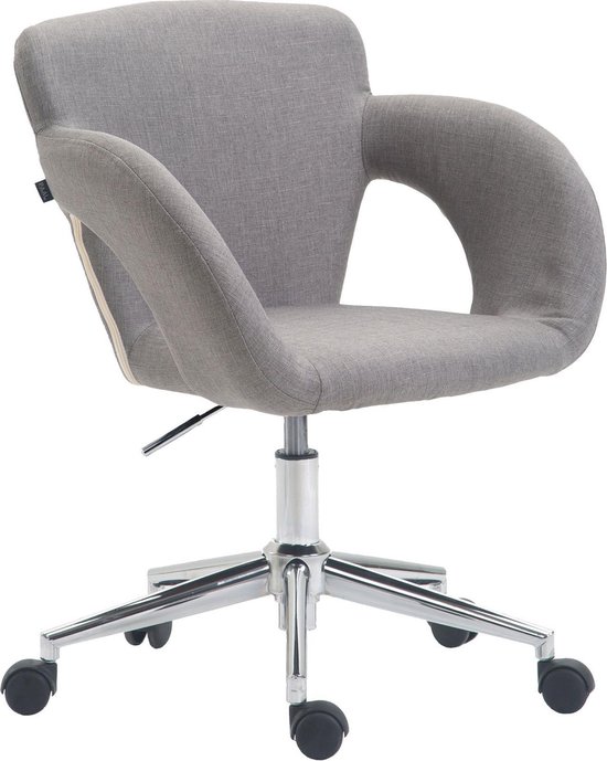 Bureaustoel - Kantoorstoel - Scandinavisch design - In hoogte verstelbaar - Stof - Grijs - 62x56x91 cm