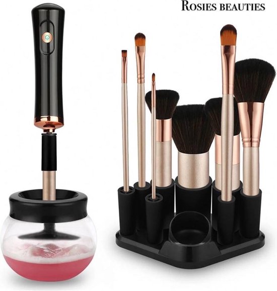 Brush Cleaner - Make up Kwasten Reiniger - Elektrisch - Draadloos - Zwart - Rosies beauties