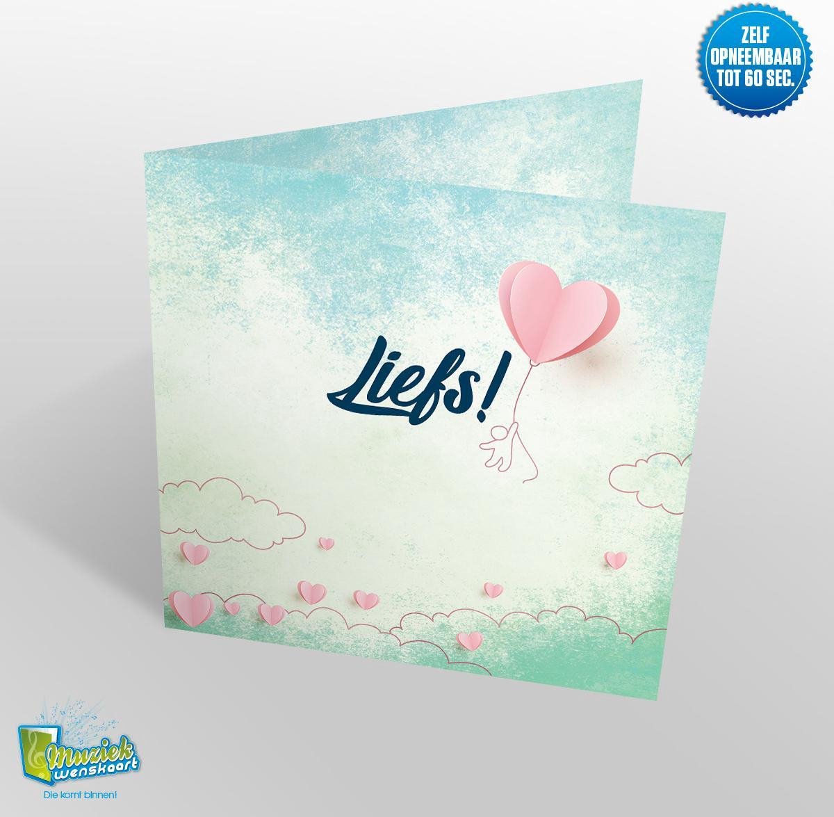 Muziekwenskaart – Liefs – zelf opneembaar – 60 seconden – 21x21cm – hoge kwaliteit – inclusief envelop