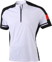 James and Nicholson - Heren Fietsshirt met Halve Rits (Wit)