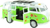 Flower Power Bus Metal Pull Back met licht en geluid (Groen) 18 cm Toys - Modelauto - Schaalmodel - Model auto