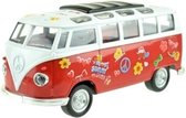 Flower Power Bus Metal Pull Back met licht en geluid (Rood) 18 cm Toys - Modelauto - Schaalmodel - Model auto