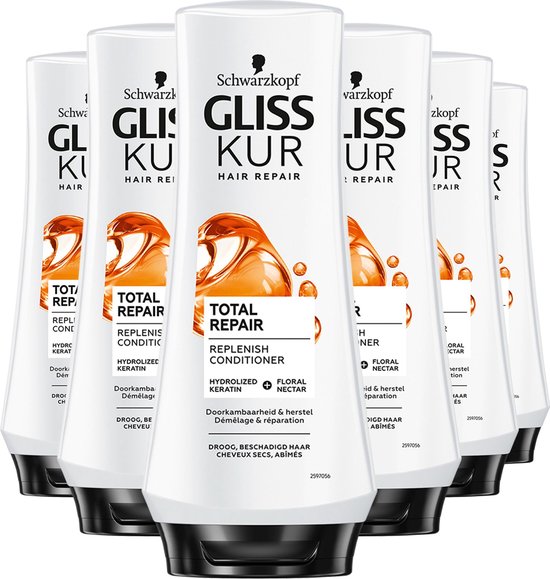 Gliss Kur Total Repair 19 Conditioner 6x 200 ml Voordeelverpakking bol
