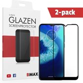 2-pack BMAX Glazen Screenprotector Motorola G8 Power Lite Full Cover 2.5D / Full Cover Glas / Met volledige dekking / Beschermglas / Tempered Glass / Glasplaatje / Beschermhoesje / Telefoonhoesje / Hard case / Telefoonbescherming - Black/Zwart