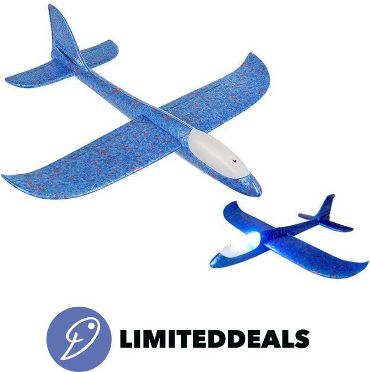 Afbeelding van product LED Zweefvliegtuig BLAUW XL - Werpvliegtuig - Speelgoed vliegtuig - Foam vliegtuig - LimitedDeals