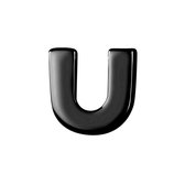 Zilveren hanger blackplated alfabet - u