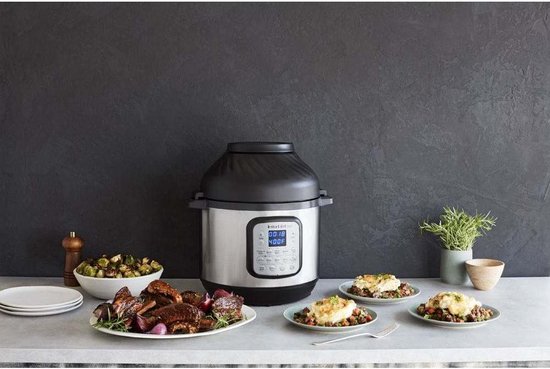 Instant Pot Duo Crisp 7,6L multicooker met airfryer - Snelkoken, sauteren, stomen, slow cook, sous vide, warmhouden, air fry, roosteren, bakken, braden en dehydrateren.