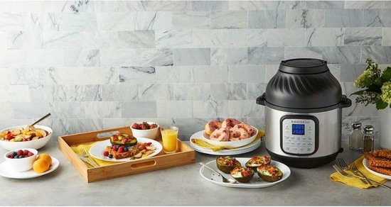Instant Pot Duo Crisp 7,6L multicooker met airfryer - Snelkoken, sauteren, stomen, slow cook, sous vide, warmhouden, air fry, roosteren, bakken, braden en dehydrateren.