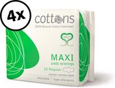 Cottons Maandverband maxi regular 100% natuurlijk katoen - 4 x 10 stuks