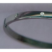 Twice As Nice Armband in edelstaal, ovale bangle met kristallen  6 cm