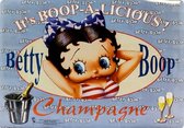 Betty Boop Champagne 4.  Metalen wandbord 30 x 40 cm.