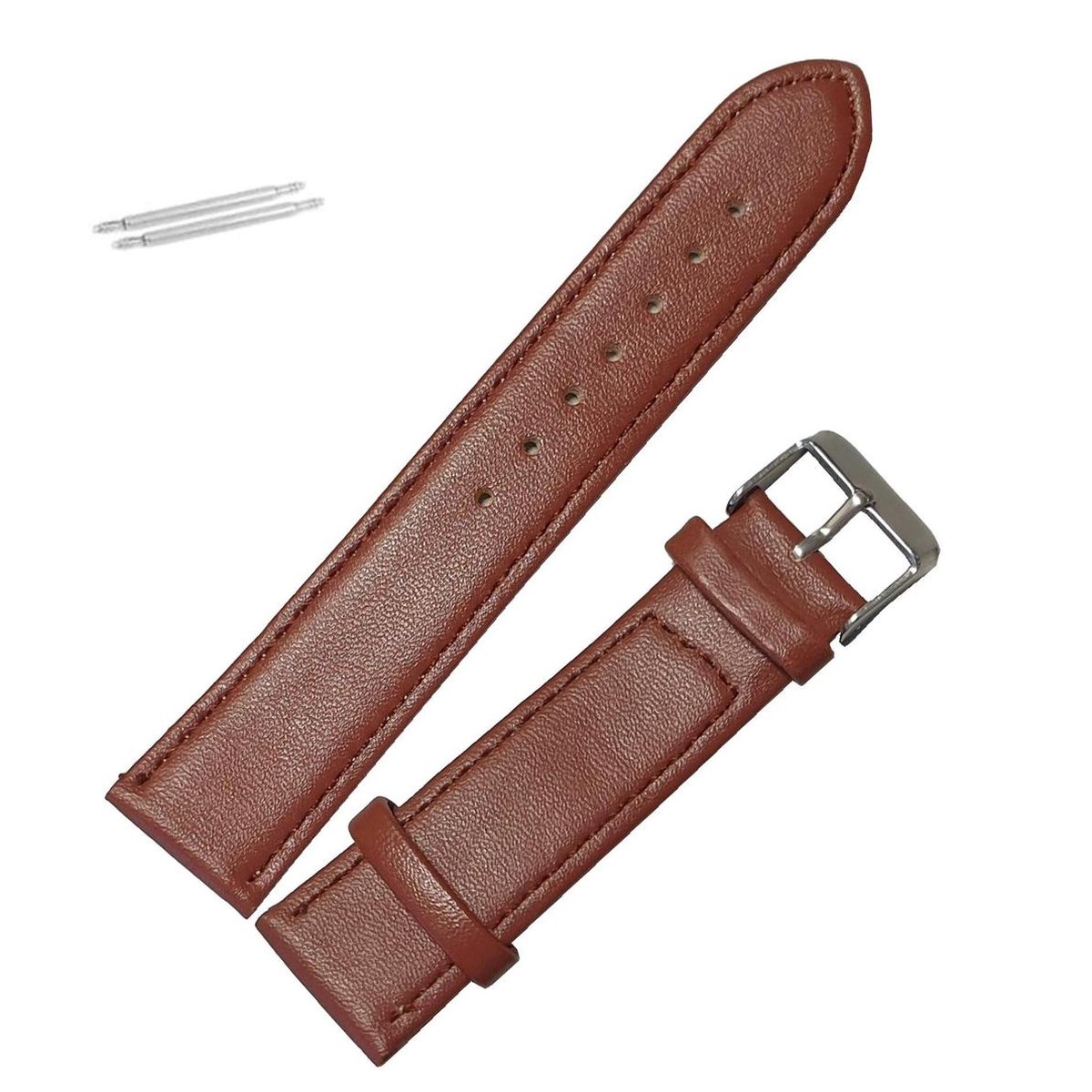 Fako® - Horlogebandje - Echt Leer - Soft - 20mm - Lichtbruin