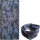 Fako Fashion® - Colsjaal - Gezichtsmasker - Bandana - Nekwarmer - Sjaal - Col - Microfiber Faceshield - Block Grijs/Blauw