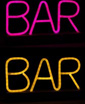 J-Line Neonled Tafellamp Op Voet Bar Plastiek Roze/Wit Assortiment Van 2