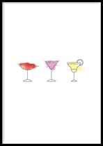 Poster Drie Cocktails - 50x70cm - Poster Cocktails - WALLLL