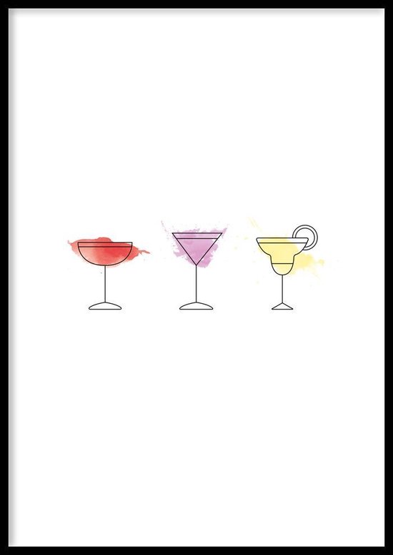 Poster Drie Cocktails - 50x70cm - Poster Cocktails - WALLLL