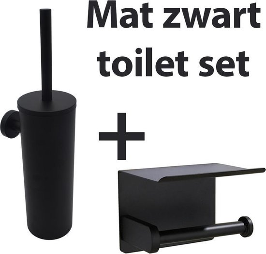 Premium Toilet set - Mat zwart - toilet borstel - toilet houder - toiletrol  houder -... | bol.com