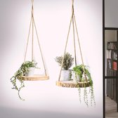 Plantenhanger Boomstam Schijf | 30-35cm | Handgemaakt | Planten-houder / Hang-plant | Planten Accessoires | Decoratie Houten Hang Plank |