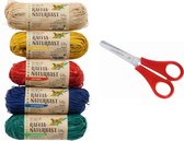 Folia Natuurlijke Raffia Set van 5 Kleuren A040140 – 5 bundels van 50 gram