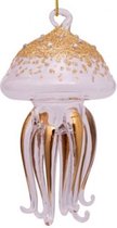 Vondels- kersthanger kwal met diamantjes- goud- glas