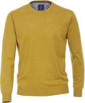Redmond heren trui katoen - O-hals - okergeel melange - Maat: 3XL