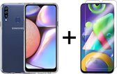 Samsung A20s hoesje - Samsung Galaxy A20s hoesje siliconen case transparant cover - 1x Samsung A20s Screenprotector