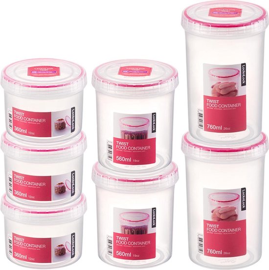Lifewit Grote Bewaardozen voor Voedsel 5,2L/175 Oz 4 Stuks met Deksels Luchtdicht voor Meel, Suiker, Rijst, Bakbenodigdheden