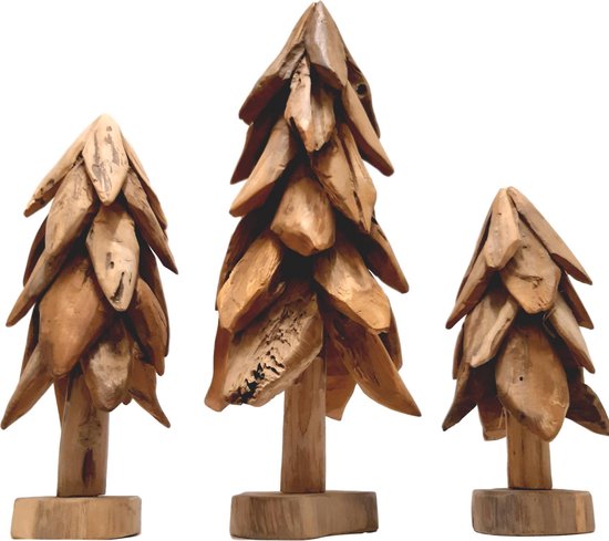 Houten binnen en buiten teakhout – alternatieve kerst boom decoratie... | bol.com