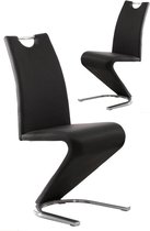 2 stoelen set design met hoge ruglening PU en metaal zwart