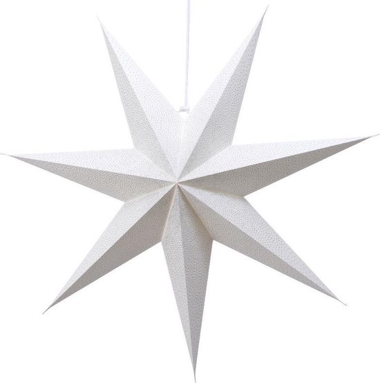 1x Witte glitter kerstster lampionnen met E14 fitting 60 cm-... | bol.com