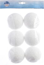 Kunstsneeuw 6x witte sneeuwballen 8 cm - Sneeuwversiering/sneeuwdecoratie witte sneeuw kerstballen