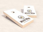 Officiële CORNHOLE SET (2 boards & 2x4 bags) - Wicked Wood Vinyl Wrap - 90X60CM - Wit