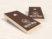 Officiële CORNHOLE SET (2 boards & 2x4 bags) - Wicked Wood Vinyl Wrap - 90X60CM - Bruin