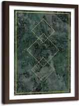 Foto in frame , Gouden vierkanten  2 , 80x120cm , groen geel , wanddecoratie