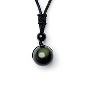Zentana  Obsidiaan Ketting - Zwarte Regenboog - Doorgronding - Zwart / 18mm Steen