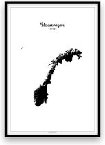 Noorwegen landposter - Zwart-wit