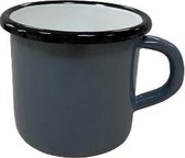 Tasse en émail avec poignée grise avec rebord noir Ø 8 cm