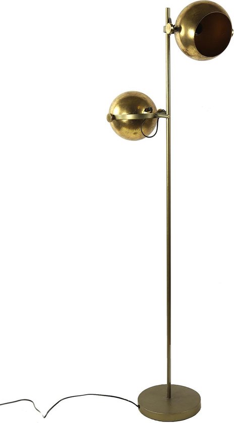 Wederzijds niveau Hoeveelheid van Vloerlamp Nick - Bollen Lamp - Metaal - Goud/Koper - 158cm | bol.com