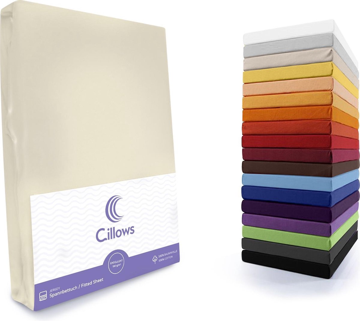 Cillows Excellent Hoeslaken - Hoeslaken 180x200 t/m 200x220 cm – Creme