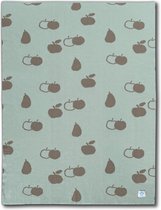 Micu Micu baby wiegdeken appel peer - oud mint / taupe - dubbelzijdig 75 x 105 cm