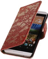 Wicked Narwal | Lace bookstyle / book case/ wallet case Hoes voor HTC Desire 626 Rood