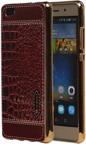 Wicked Narwal | M-Cases Croco Design backcover hoes voor Huawei P8 Lite Rood