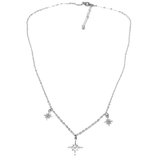 3 stars ketting - Zilver - 38 cm - Choker Collier