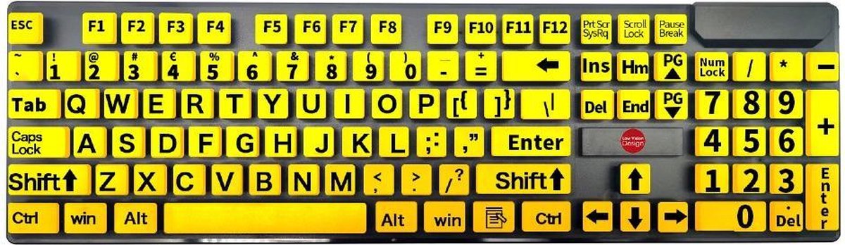 Grootletter toetsenbord geel/zwart