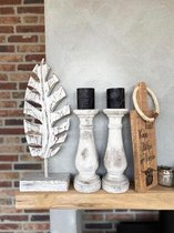 Decoratie veer-blad - hoogte 53 cm - wit - cadeau - verjaardag - landelijk stoer en sfeervol - moederdag