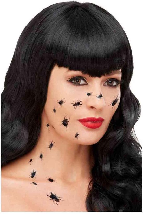 Smiffys - Creepy Bug Transfers Gezicht/huid sticker - Zwart